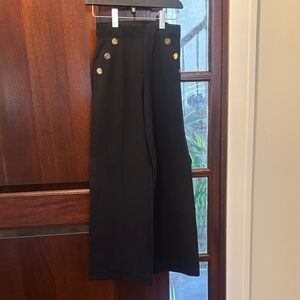 SPANX Black Wide-Leg Pants with Gold Buttons